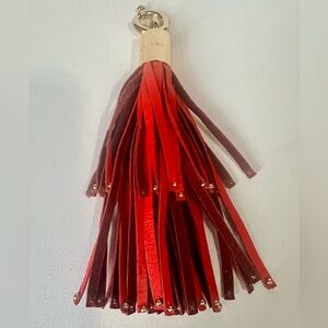 Juicy Couture Red Orange Faux Leather Tassel Keychain Bag Charm